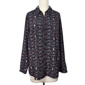 Architect Button Up Shirt Top Womens Size 3X Long Sleeves Floral Lightweight